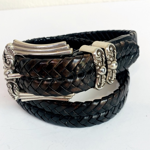 Brighton Dark Brown Braided Leather Belt Size M/30 - Picture 1 of 7